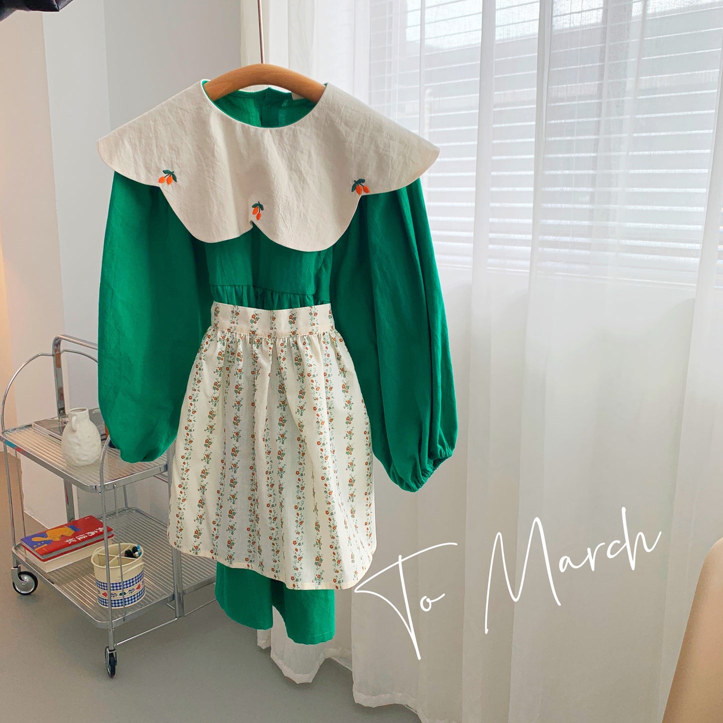 Vintage Style Embroidered Apron Girls' Dress