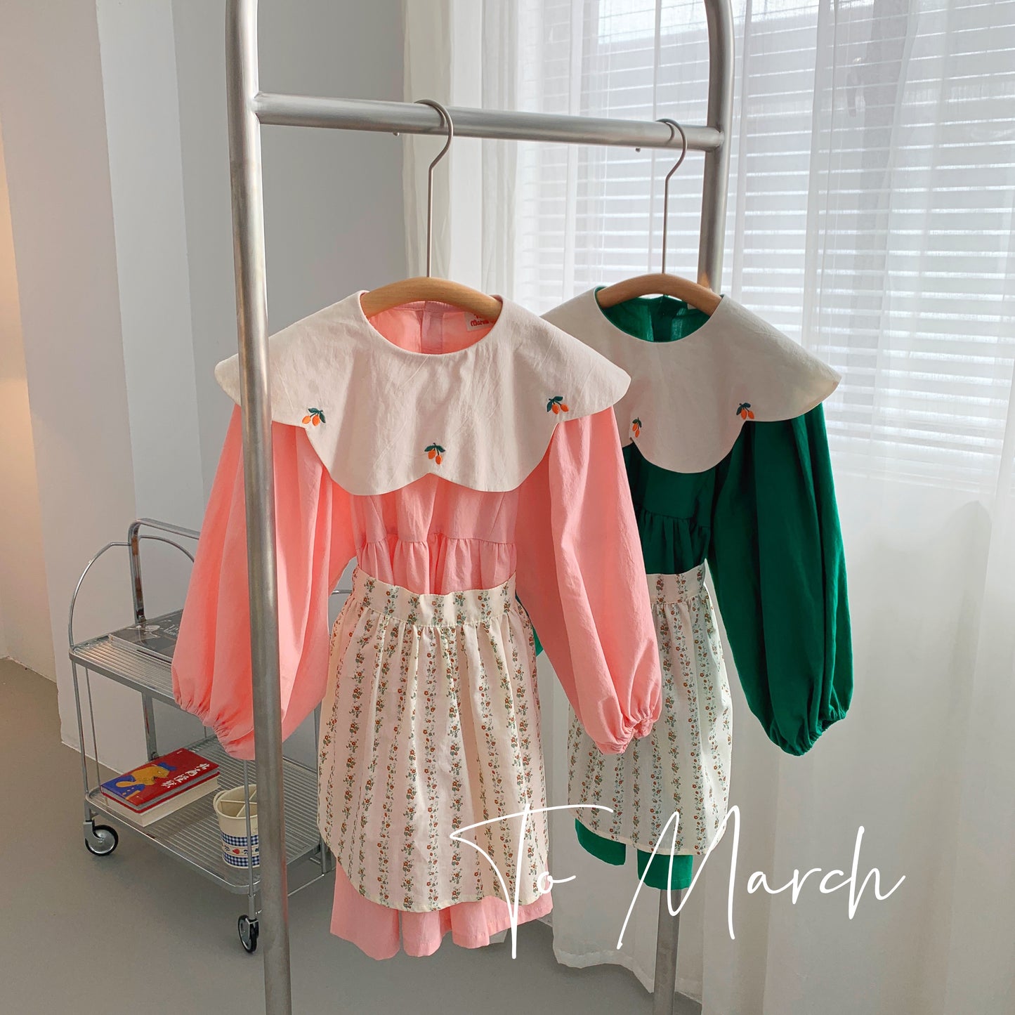 Vintage Style Embroidered Apron Girls' Dress