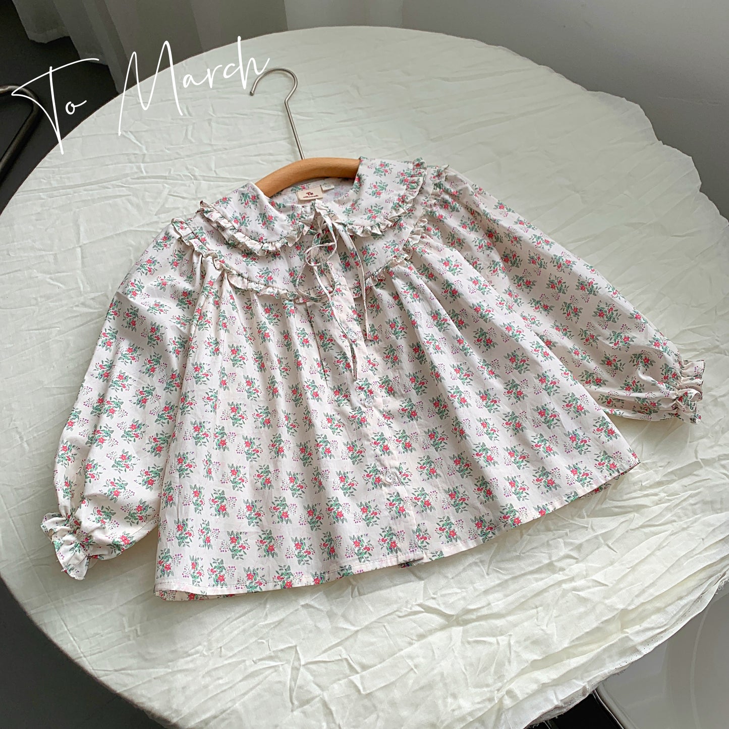 Floral Cotton Blouse With Bib Collar