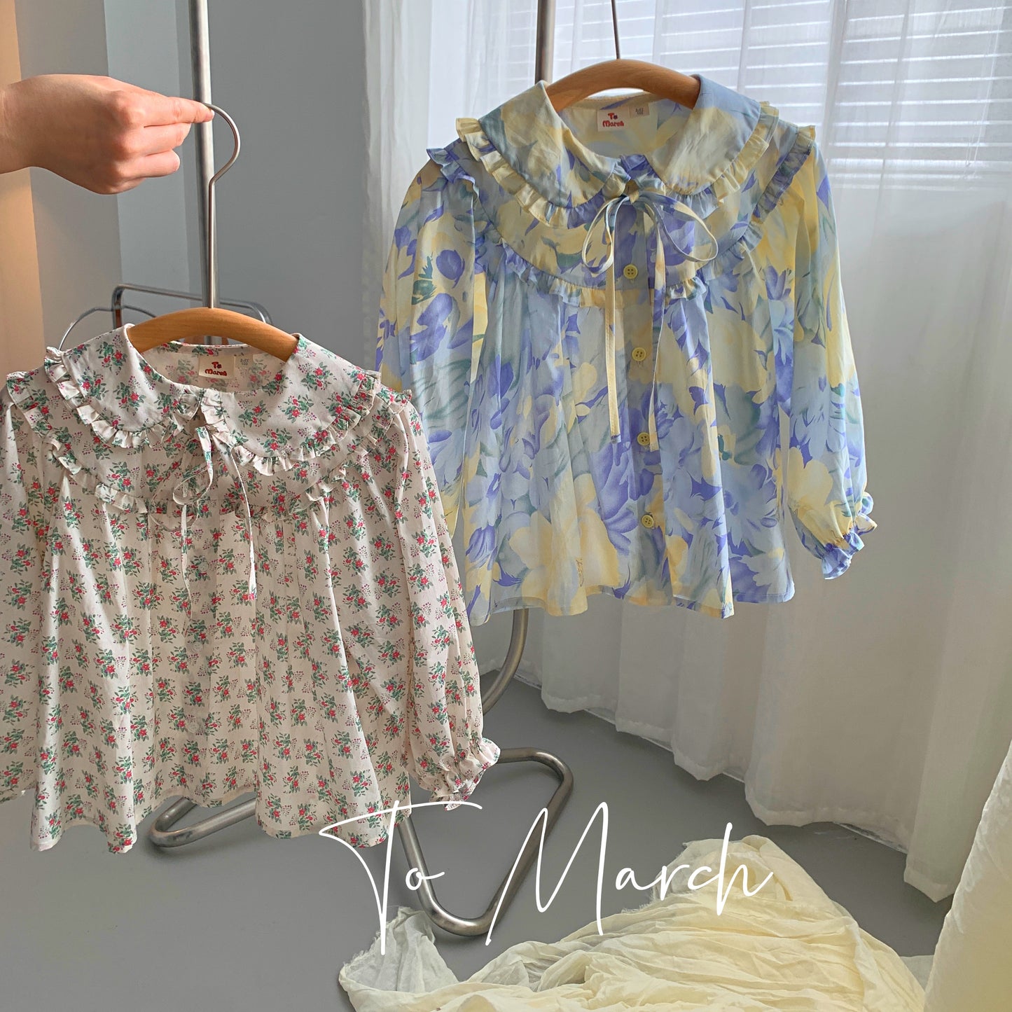Floral Cotton Blouse With Bib Collar