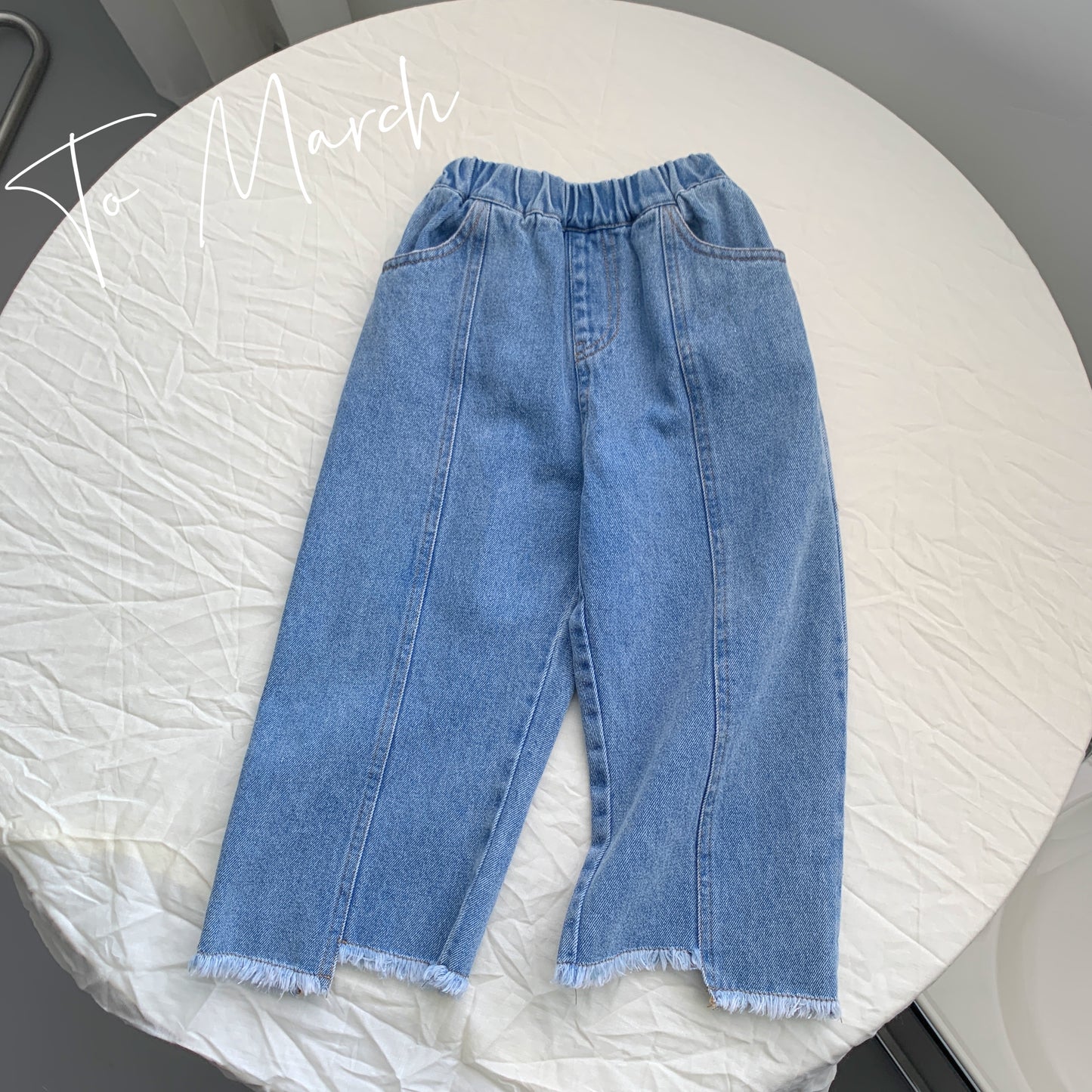 Flared Full-Length Jeans With Raw Cut Hem