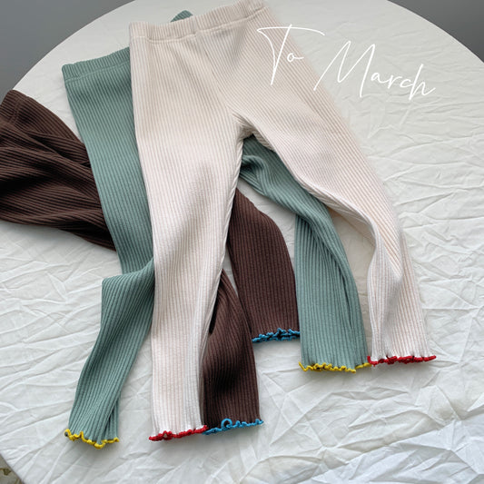 Knit Ribbed Leggings with Lettuce-Edge Finish