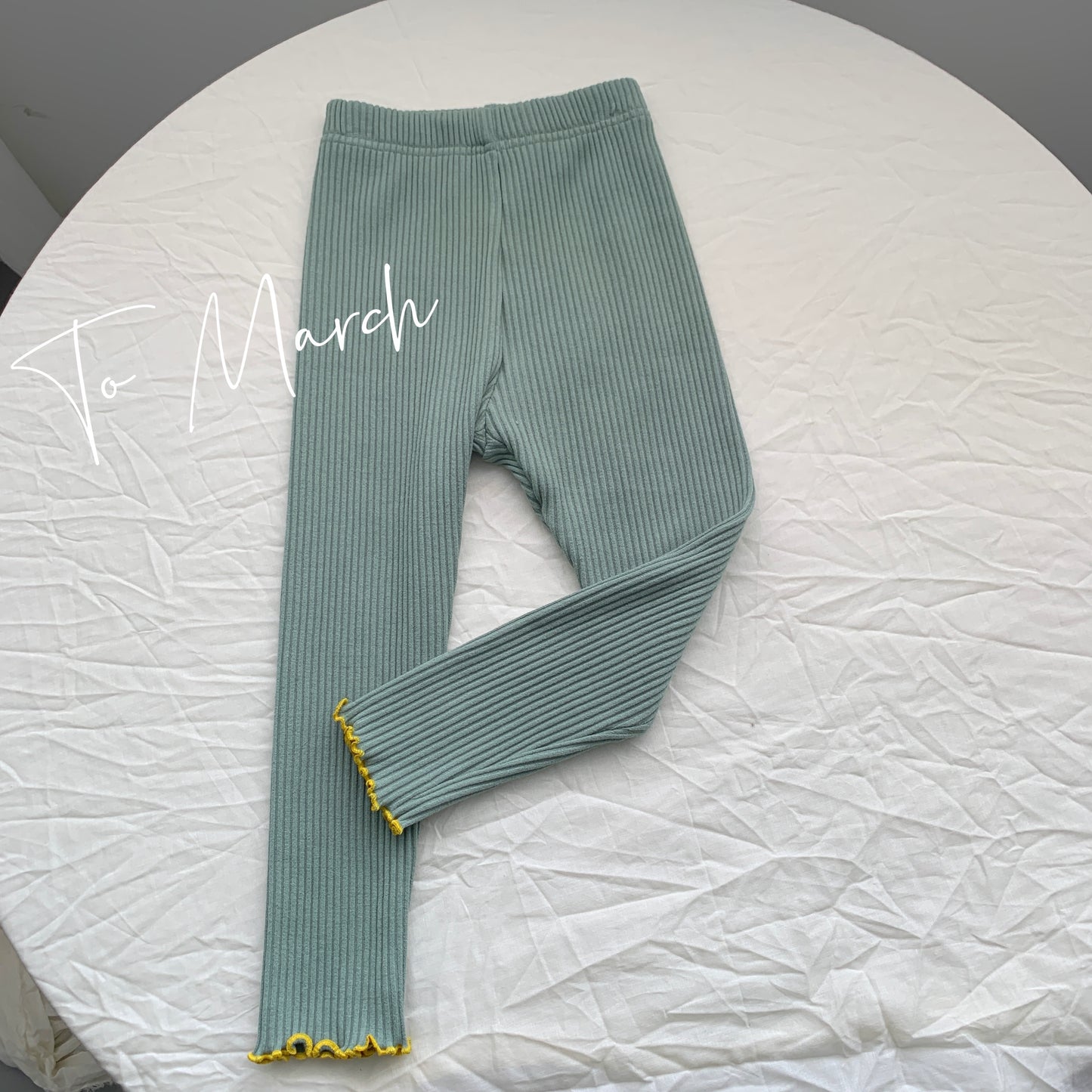 Knit Ribbed Leggings with Lettuce-Edge Finish