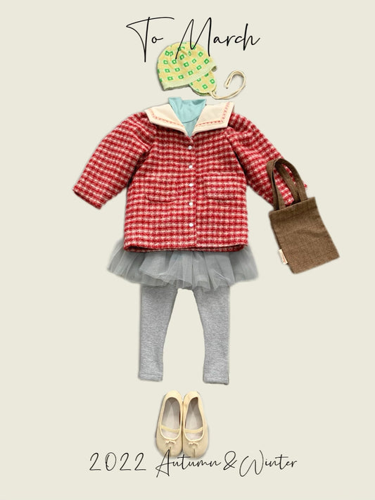 Red Check Girl Coat