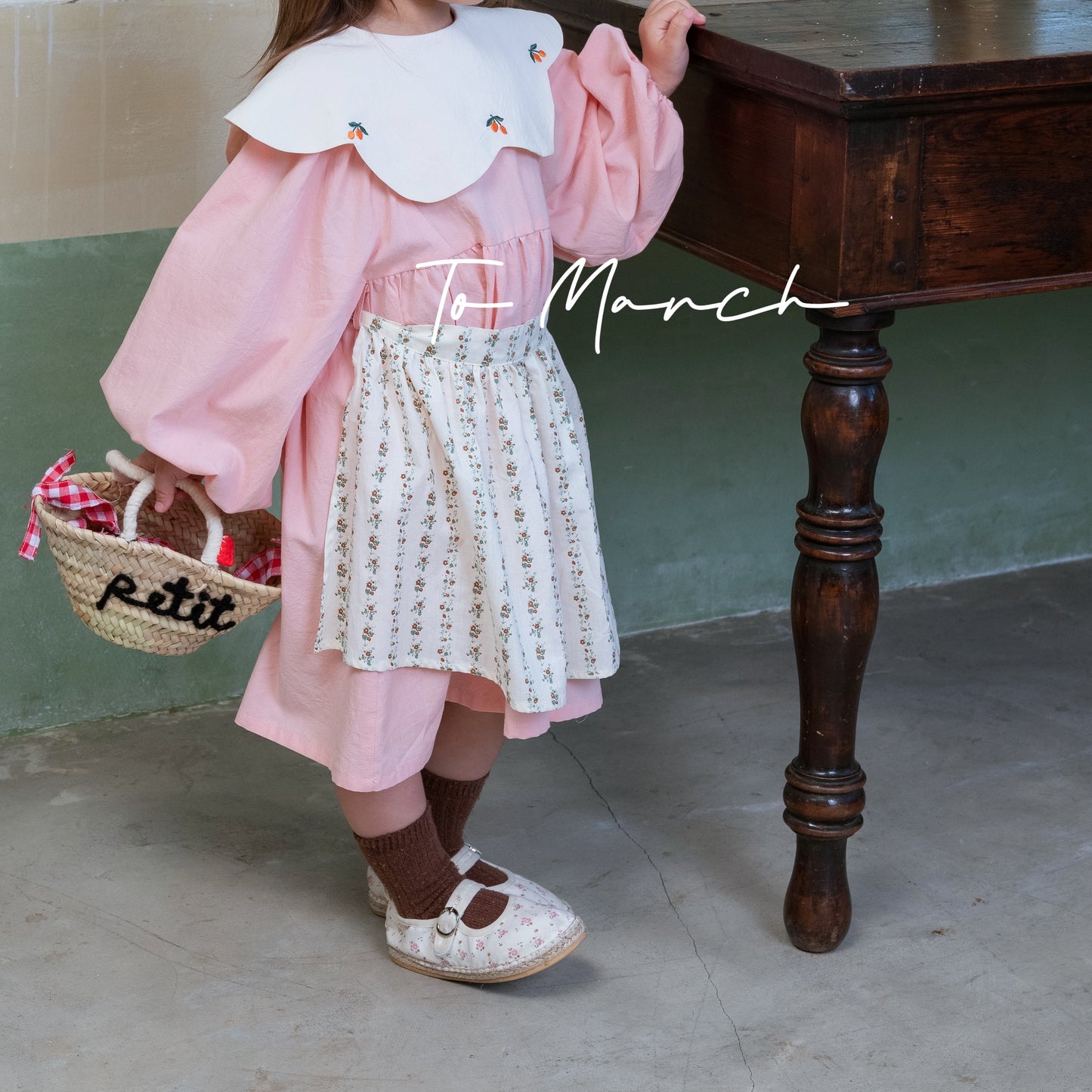 Vintage Style Embroidered Apron Girls' Dress