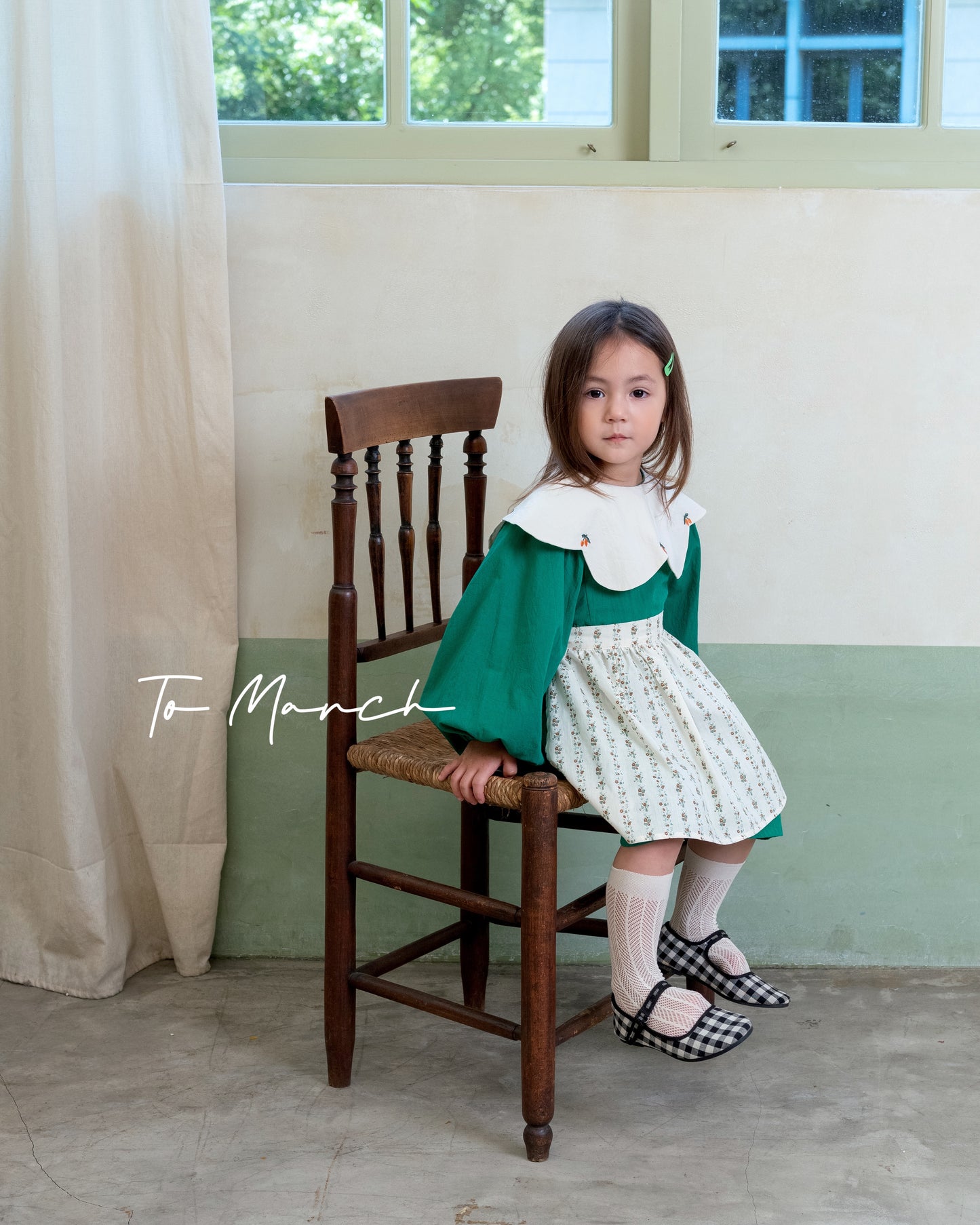 Vintage Style Embroidered Apron Girls' Dress