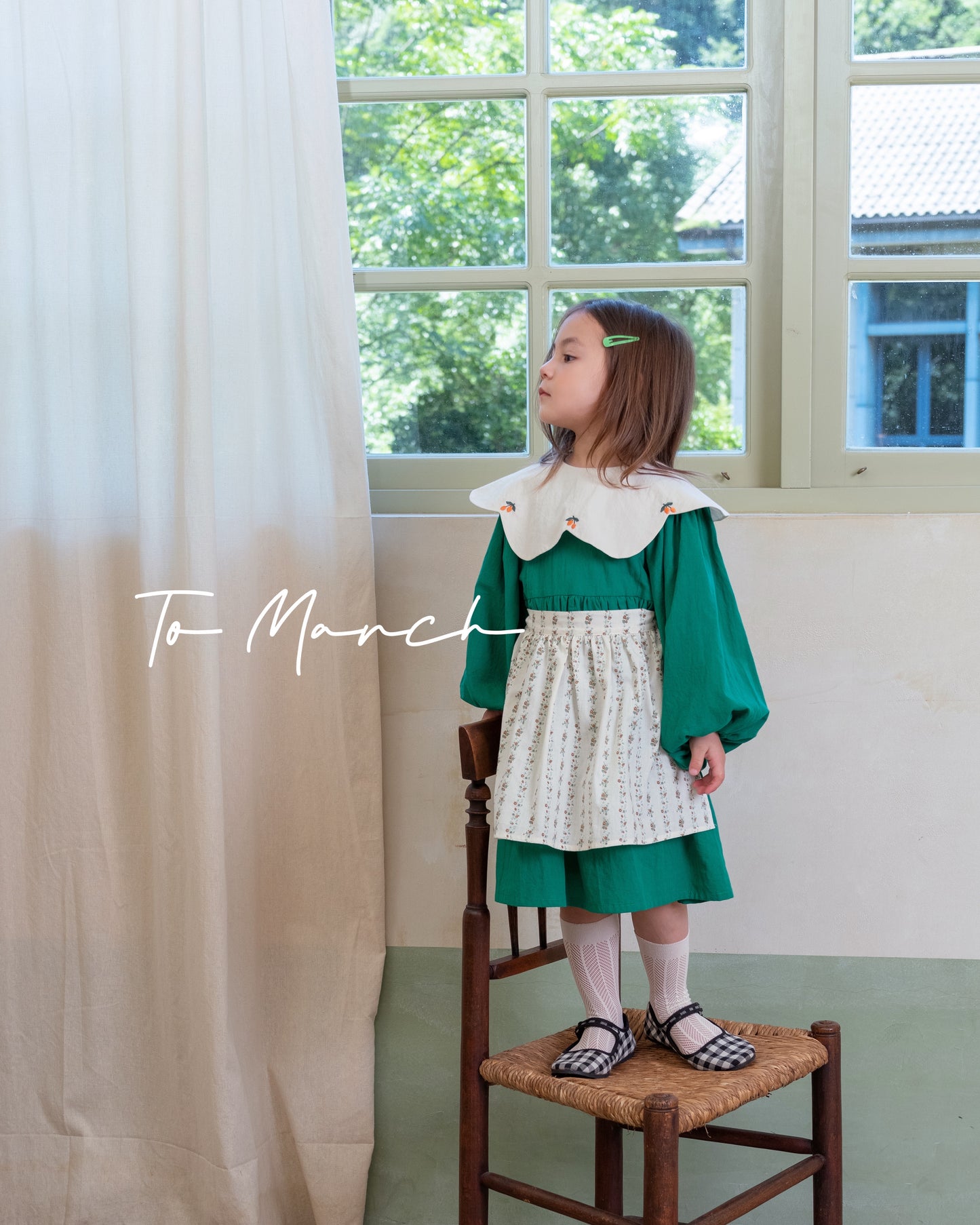 Vintage Style Embroidered Apron Girls' Dress