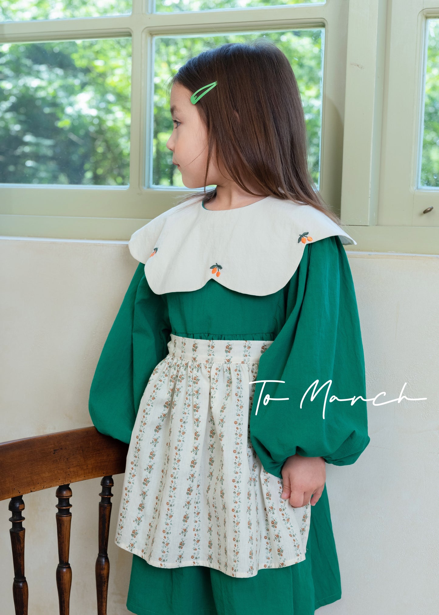 Vintage Style Embroidered Apron Girls' Dress