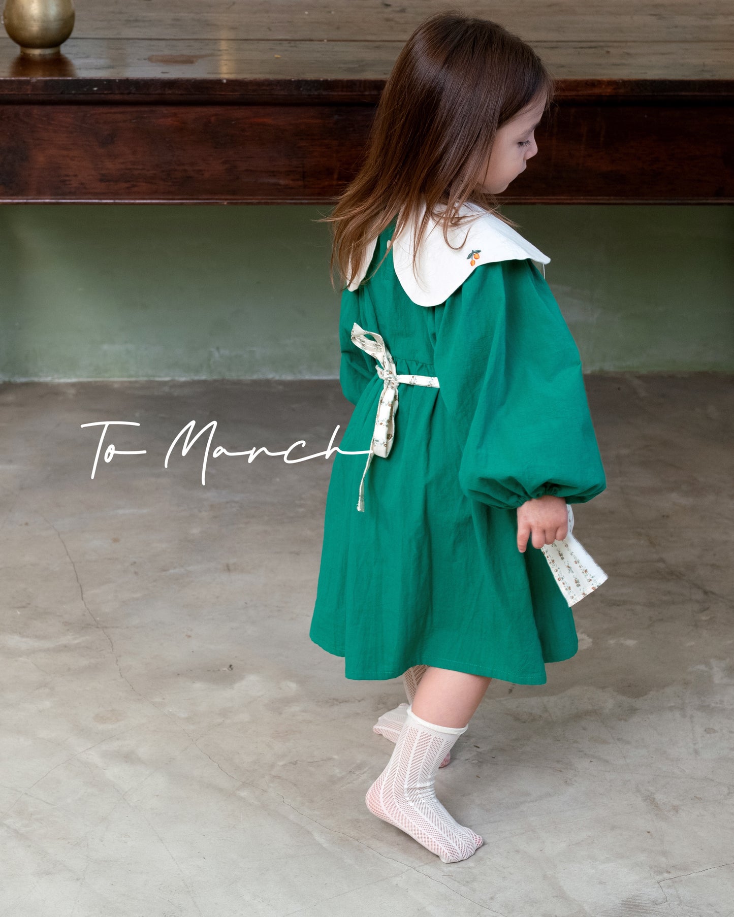 Vintage Style Embroidered Apron Girls' Dress