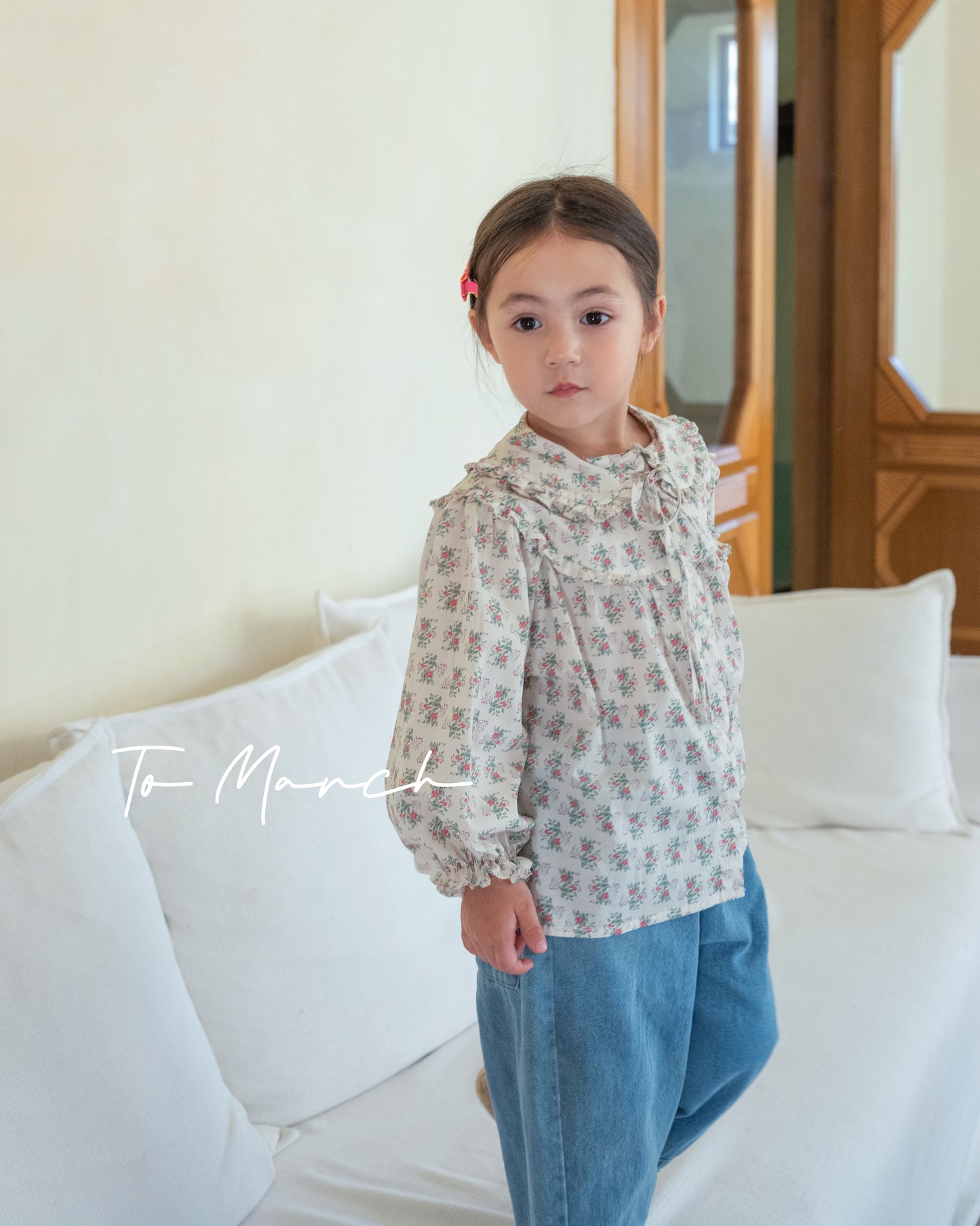 Floral Cotton Blouse With Bib Collar