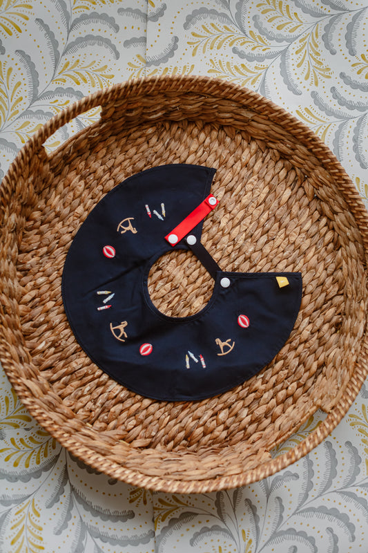 Embroidered Collar Bib - Rocking Horse