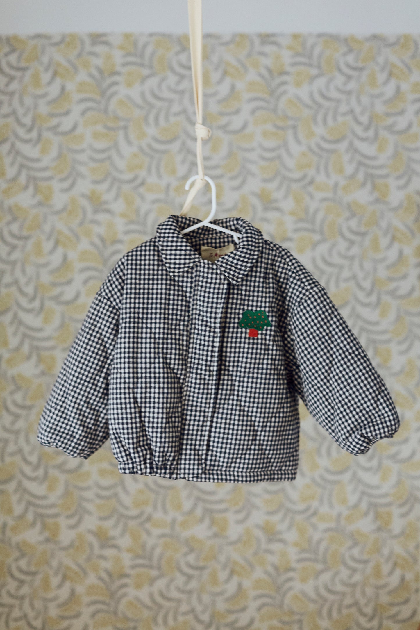 Check Quilted Jacket with Collar