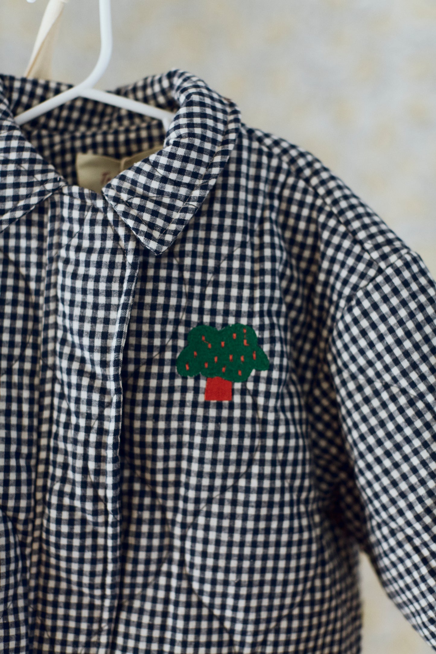 Check Quilted Jacket with Collar