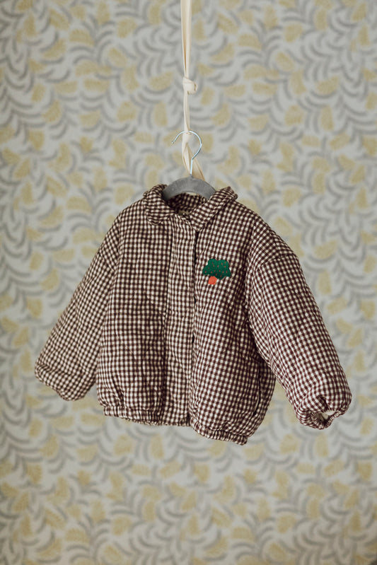 Check Quilted Jacket with Collar