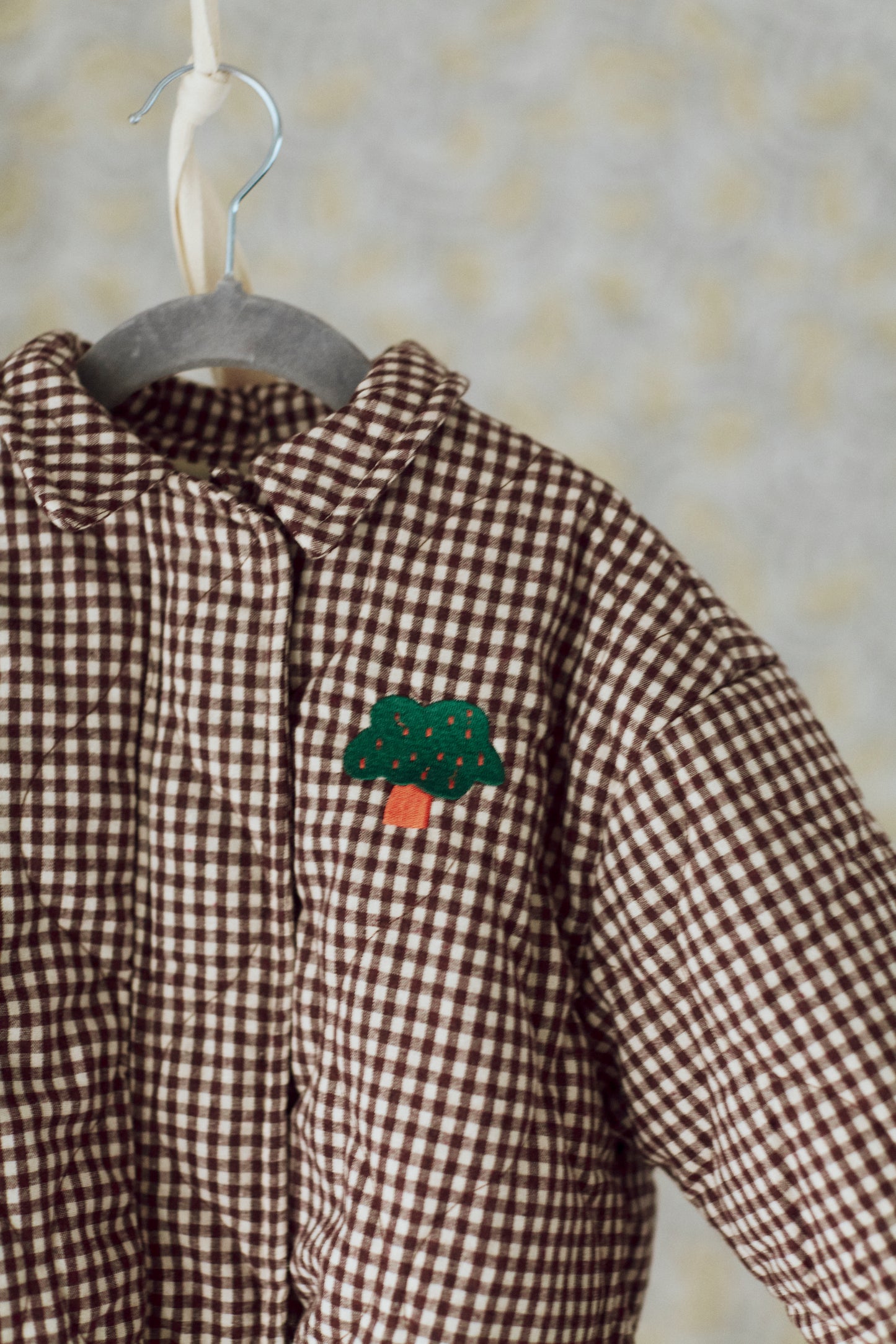 Check Quilted Jacket with Collar