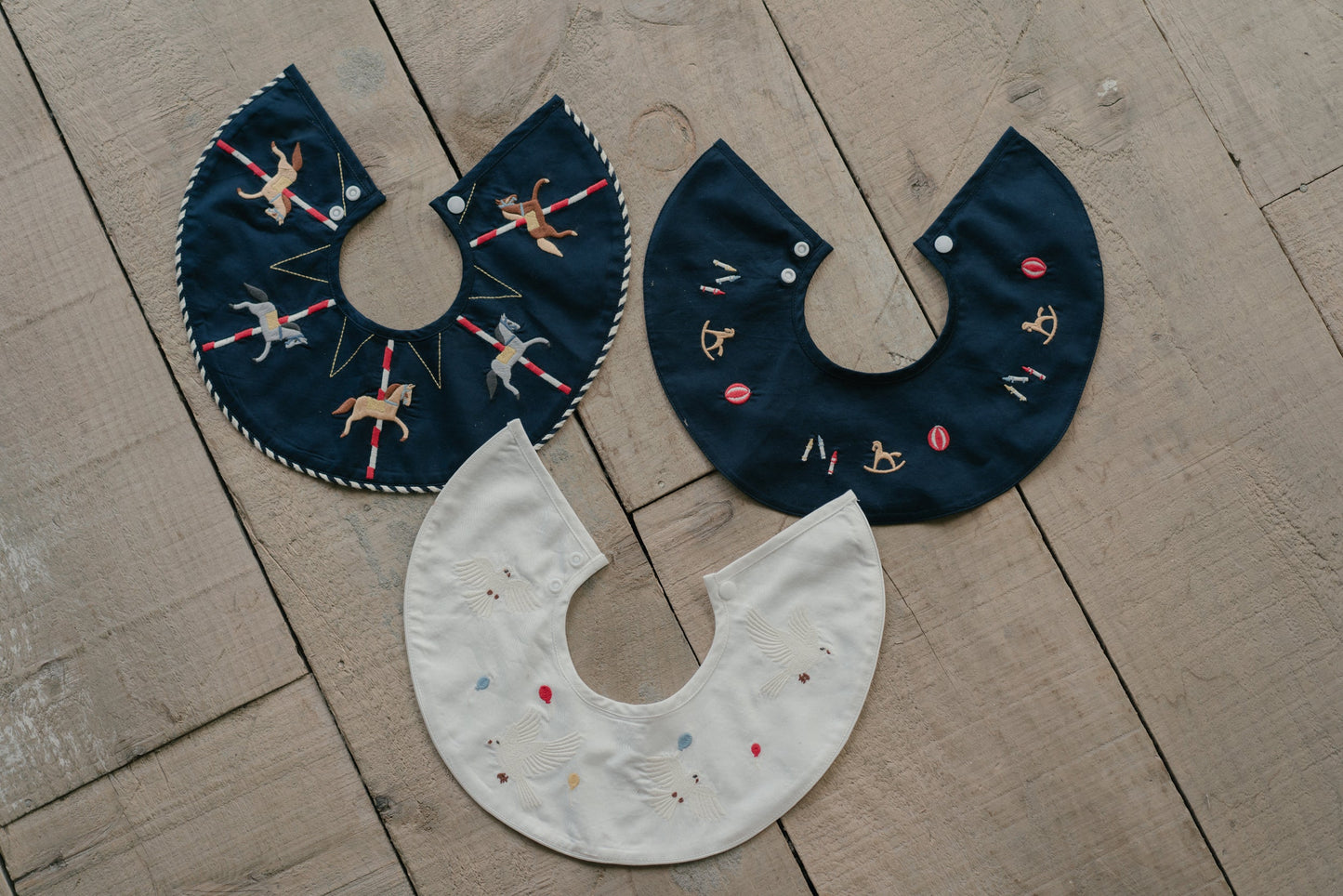 Embroidered Collar Bib - Rocking Horse