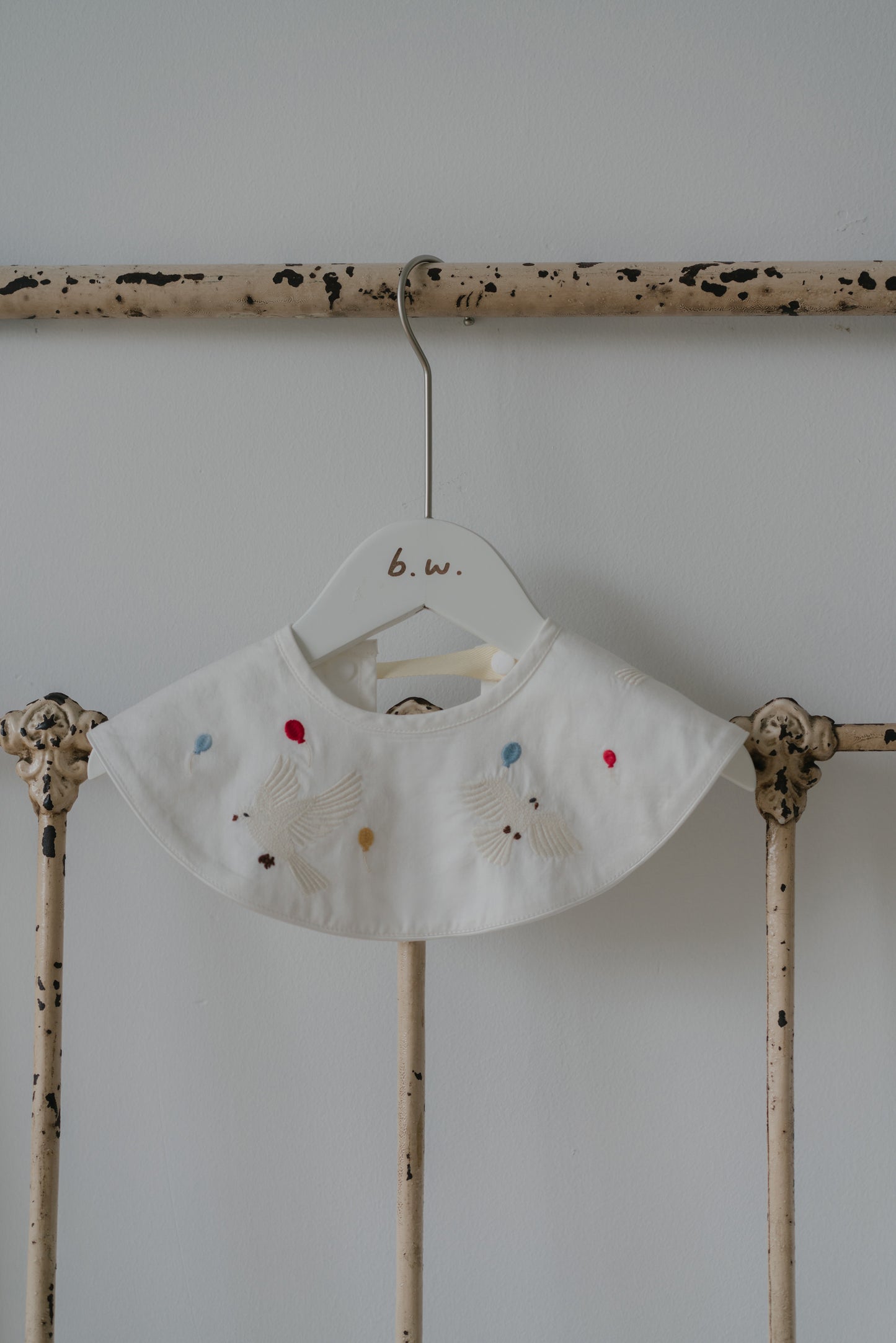 Embroidered Collar Bib - Dove