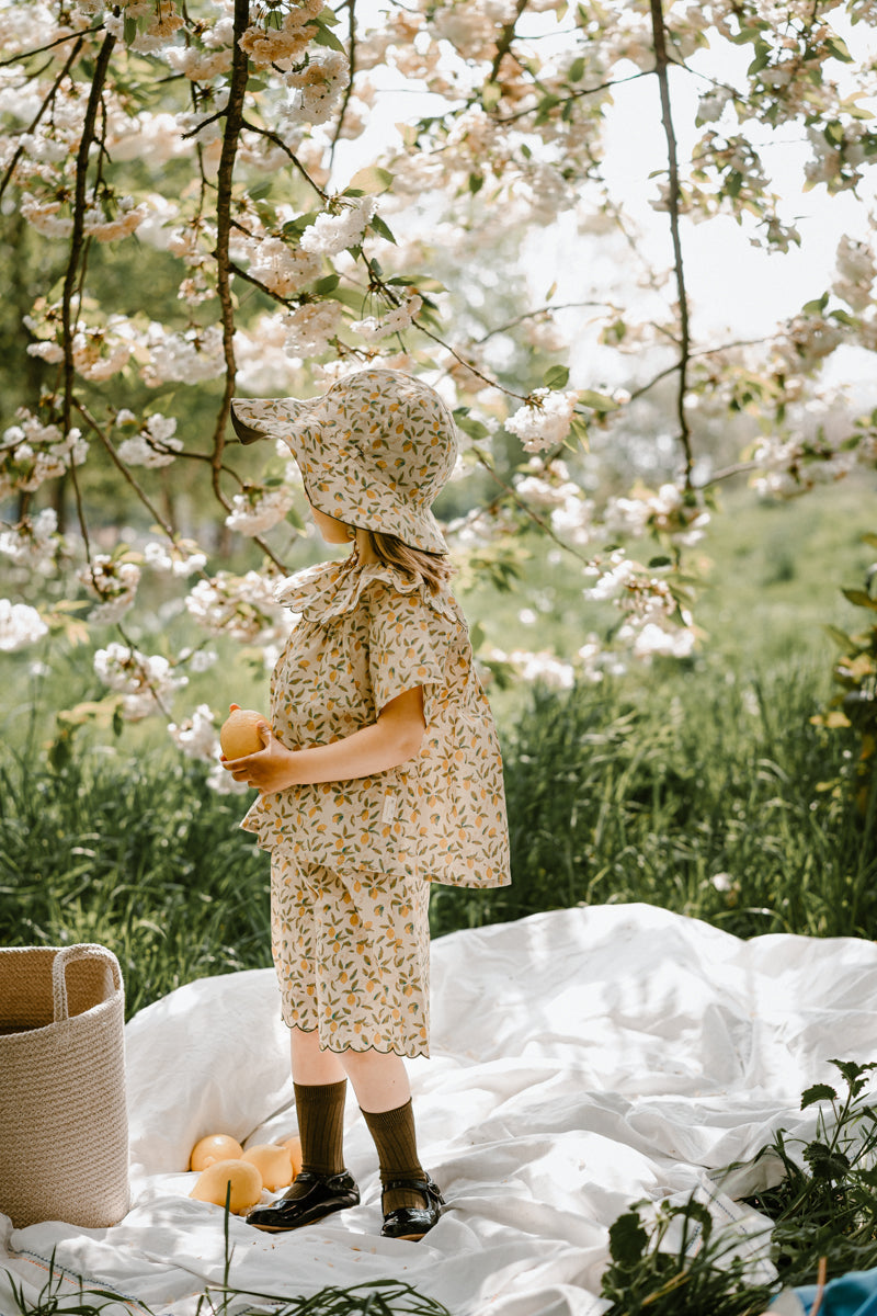 LEMON GIRLS PUFF SLEEVES TOP AND SHORTS