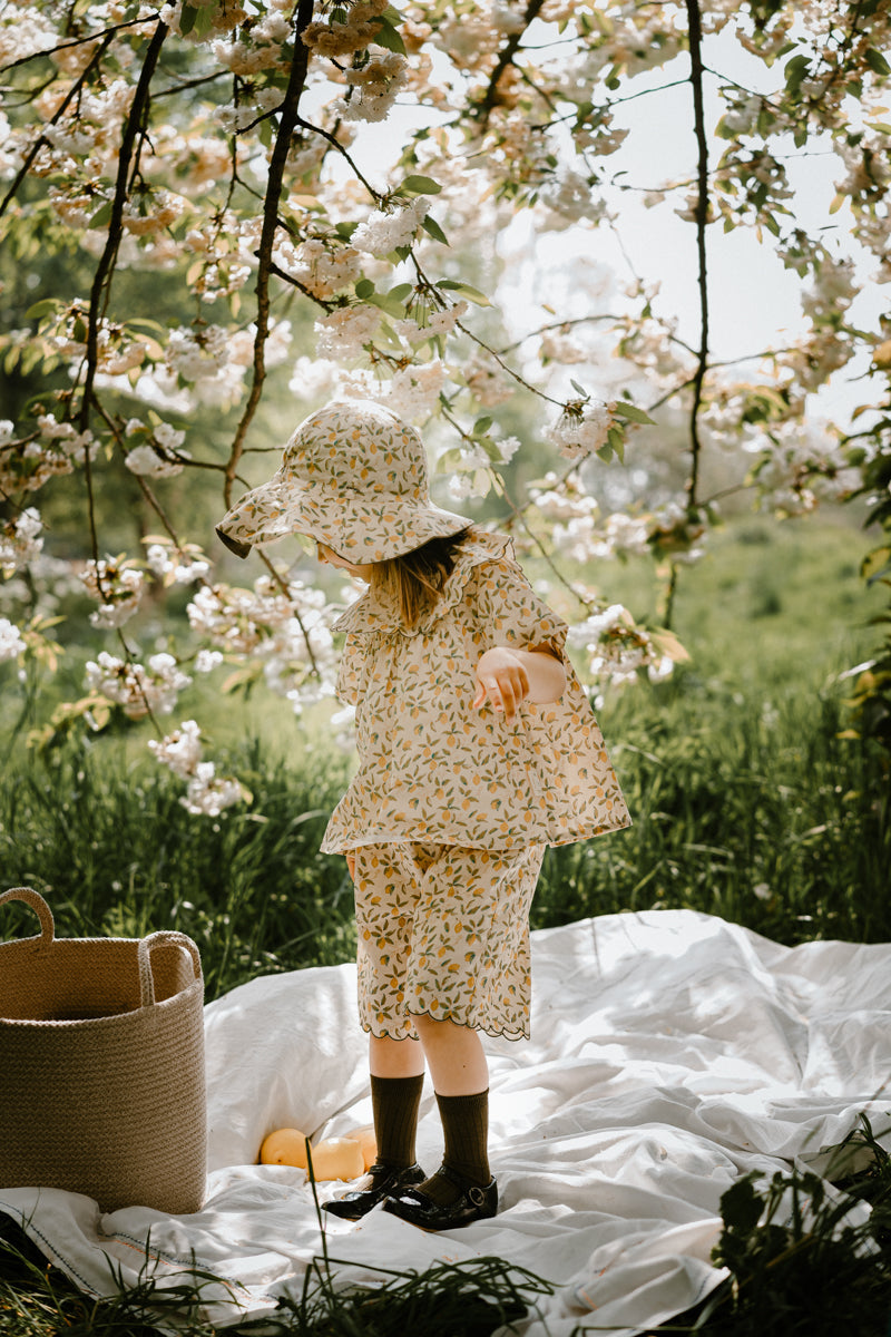 LEMON GIRLS PUFF SLEEVES TOP AND SHORTS