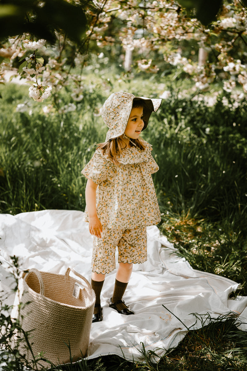 LEMON GIRLS PUFF SLEEVES TOP AND SHORTS
