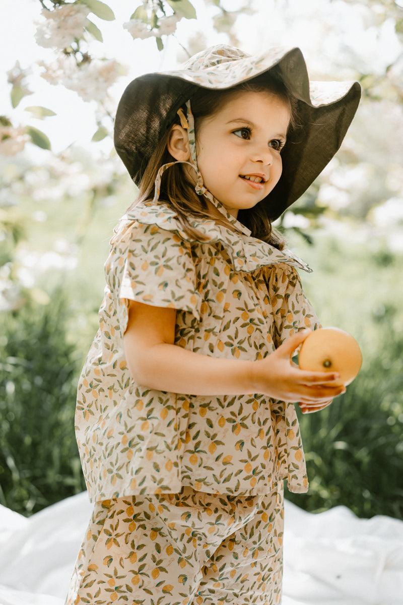 LEMON GIRLS PUFF SLEEVES TOP AND SHORTS
