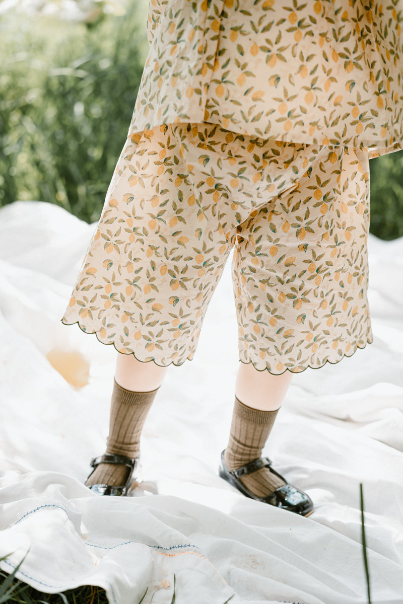 LEMON GIRLS PUFF SLEEVES TOP AND SHORTS