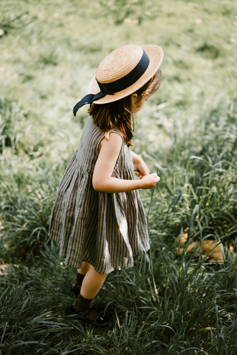 LELE JOVE COLLARED STRIPED GIRLS DRESS