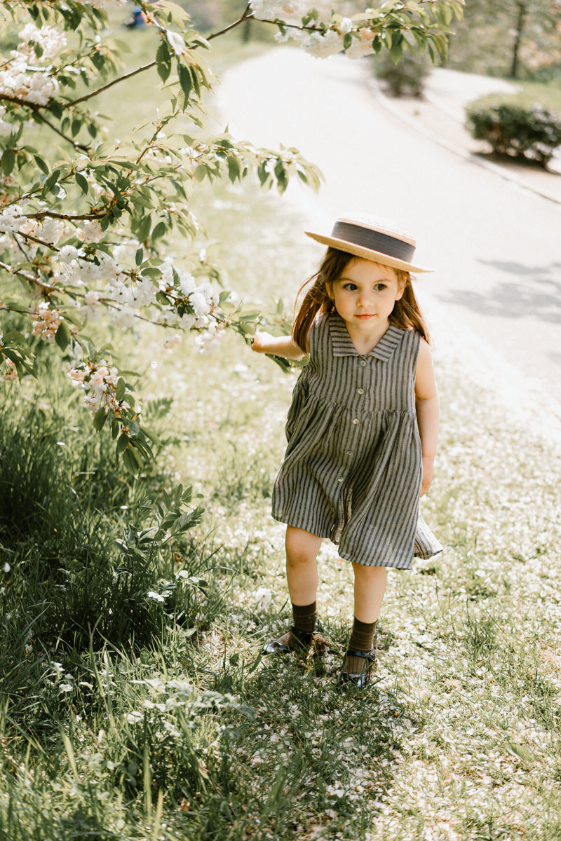 LELE JOVE COLLARED STRIPED GIRLS DRESS