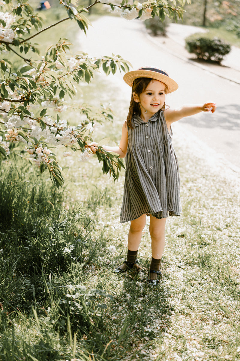 LELE JOVE COLLARED STRIPED GIRLS DRESS
