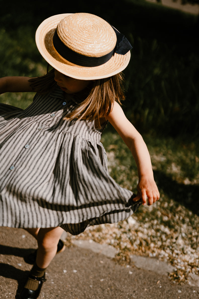LELE JOVE COLLARED STRIPED GIRLS DRESS