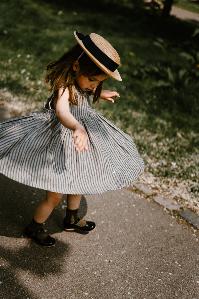 LELE JOVE COLLARED STRIPED GIRLS DRESS
