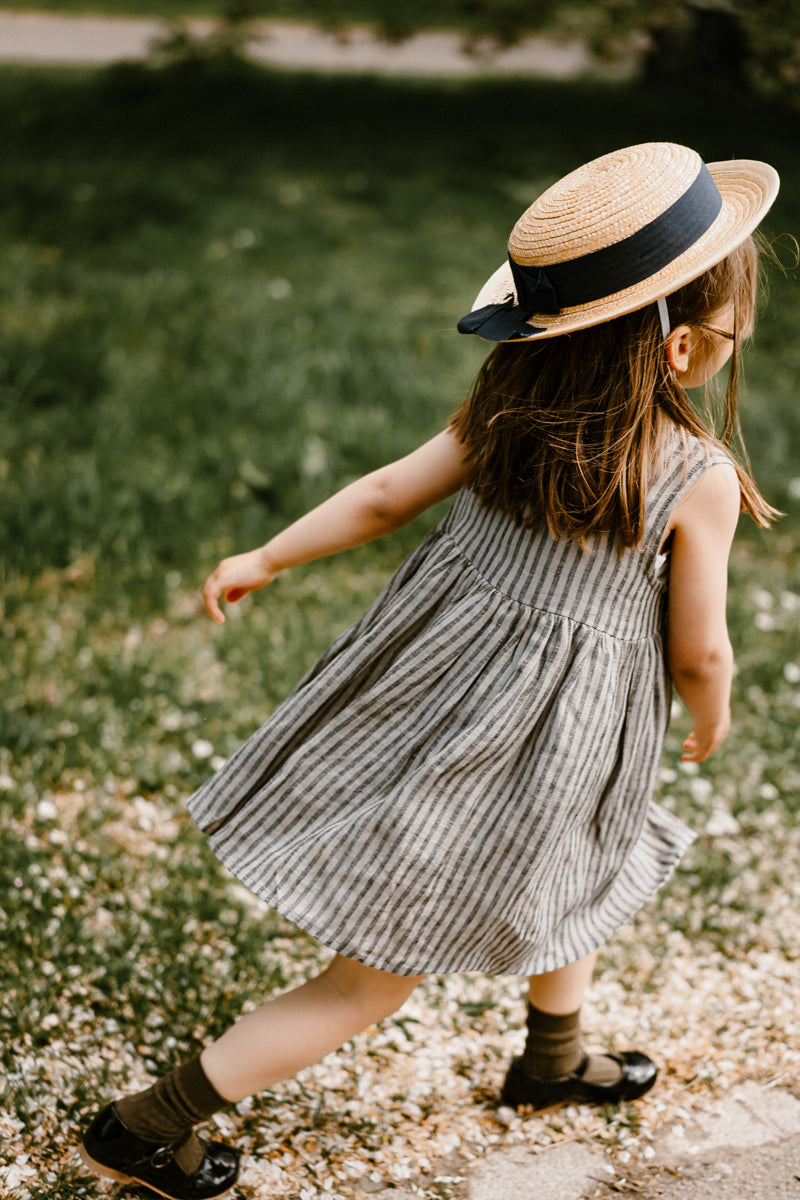 LELE JOVE COLLARED STRIPED GIRLS DRESS