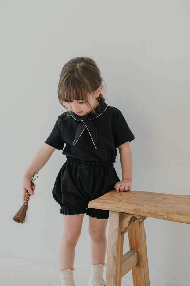 Little Musician Black Cotton Tie Outfit Set