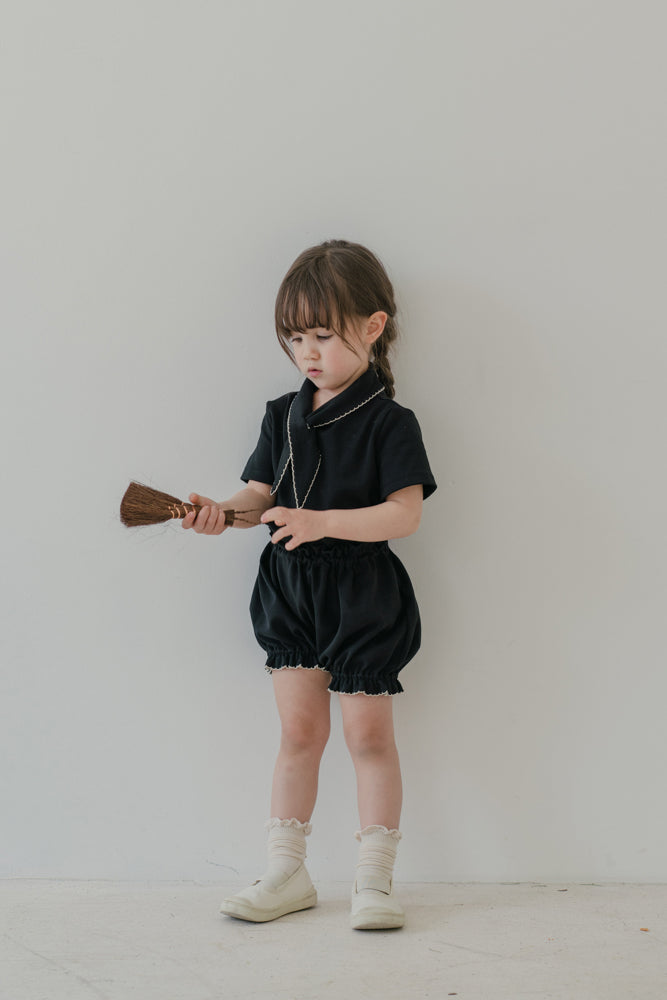 Little Musician Black Cotton Tie Outfit Set
