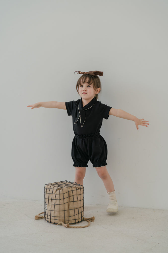 Little Musician Black Cotton Tie Outfit Set