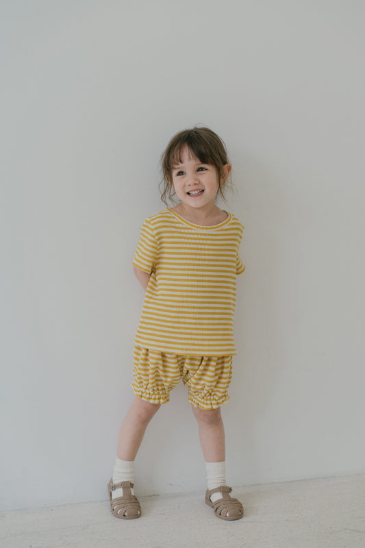 WAFFLE KNIT STRIPE YELLOW OUTFIT
