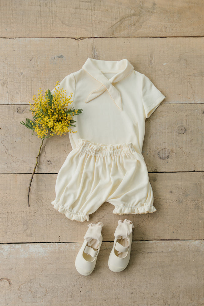 Little Musician Creamy Cotton Tie Outfit