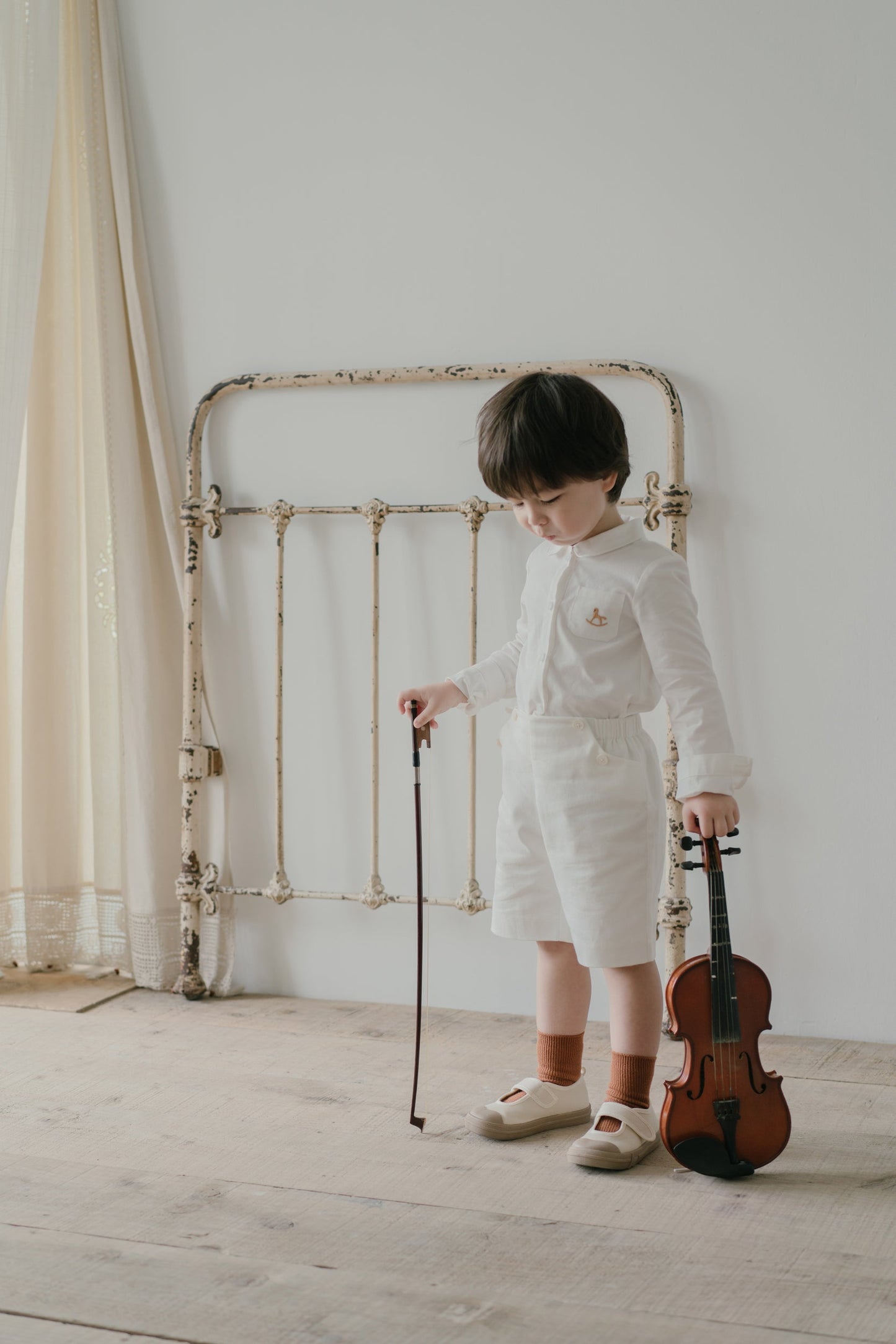 Little Musician Mid Length Shorts - White