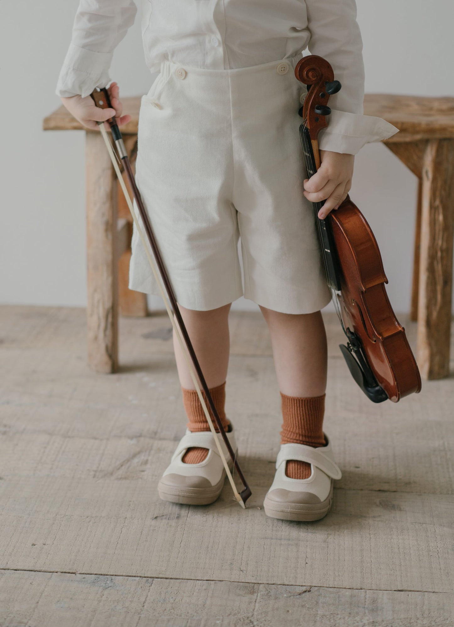 Little Musician Mid Length Shorts - White