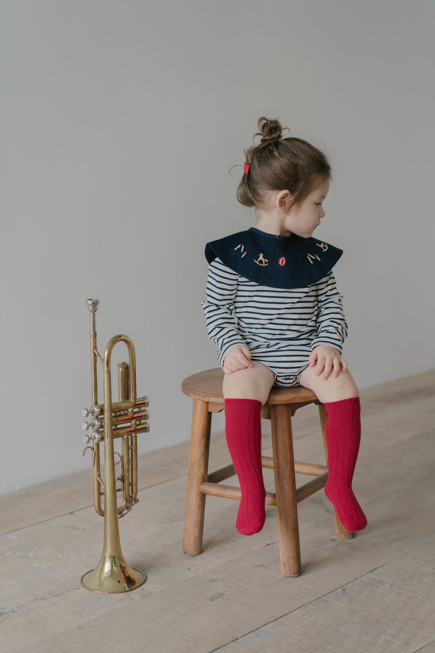 Embroidered Collar Bib - Rocking Horse