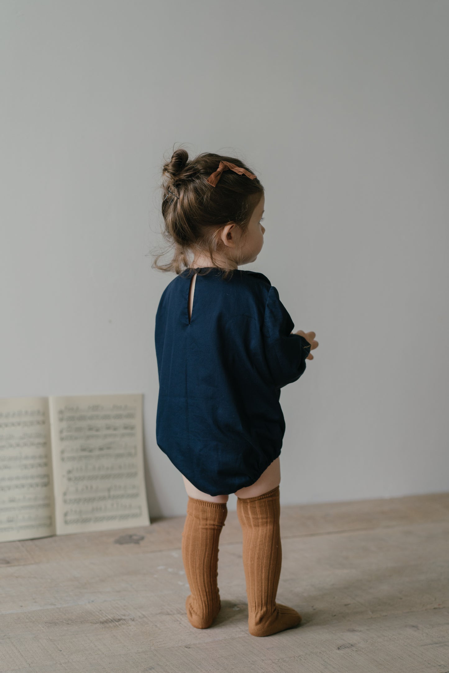 Little Musician Navy Round Collar Bodysuit