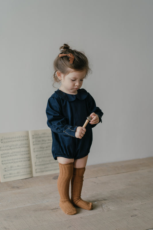Little Musician Navy Round Collar Bodysuit
