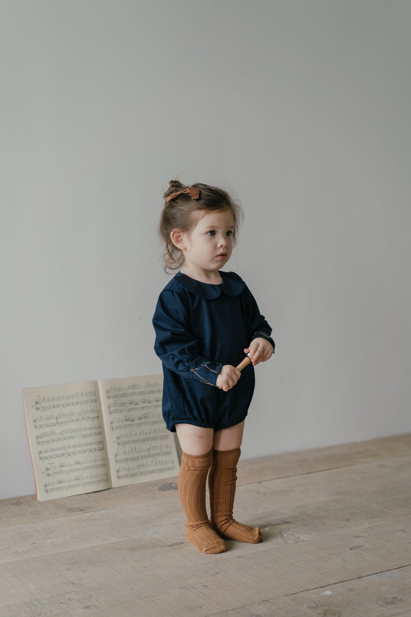 Little Musician Navy Round Collar Bodysuit