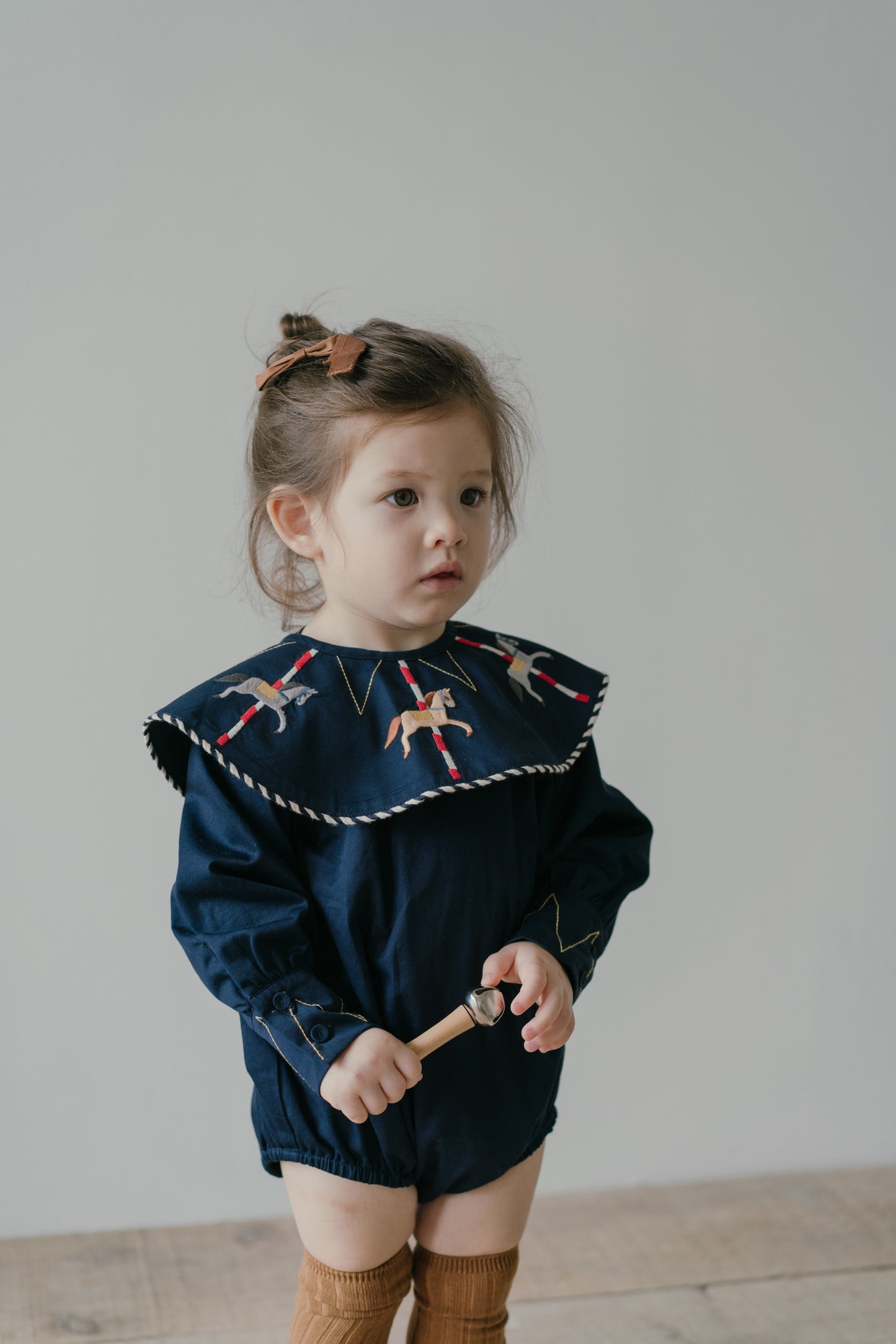 Little Musician Navy Round Collar Bodysuit
