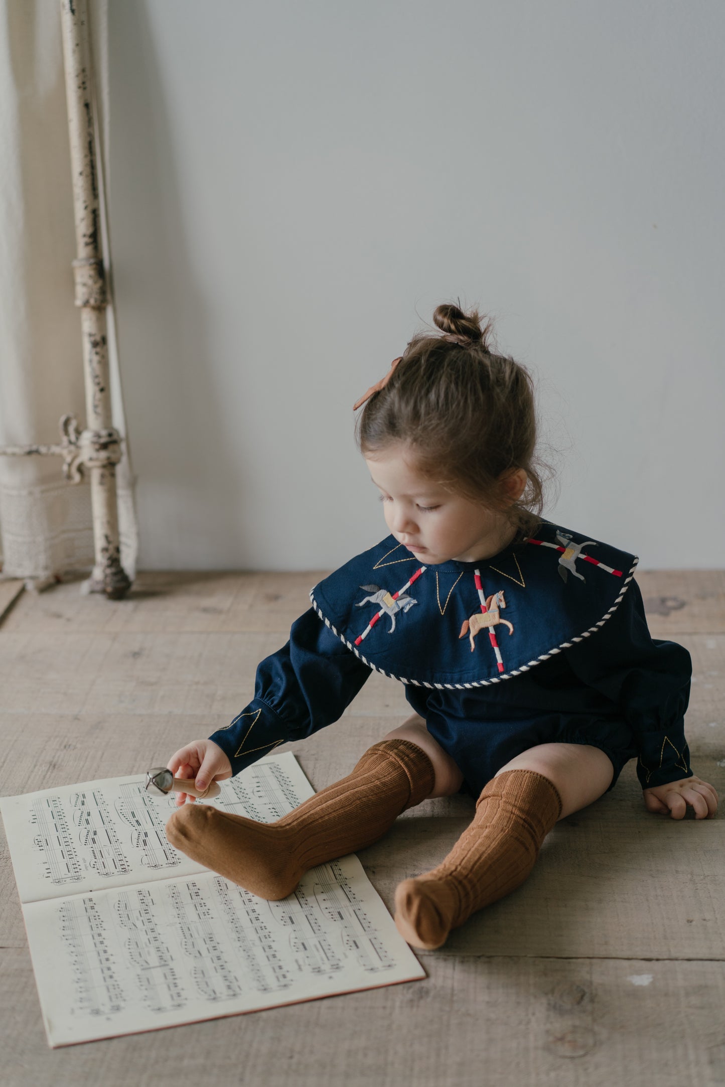 Little Musician Navy Round Collar Bodysuit