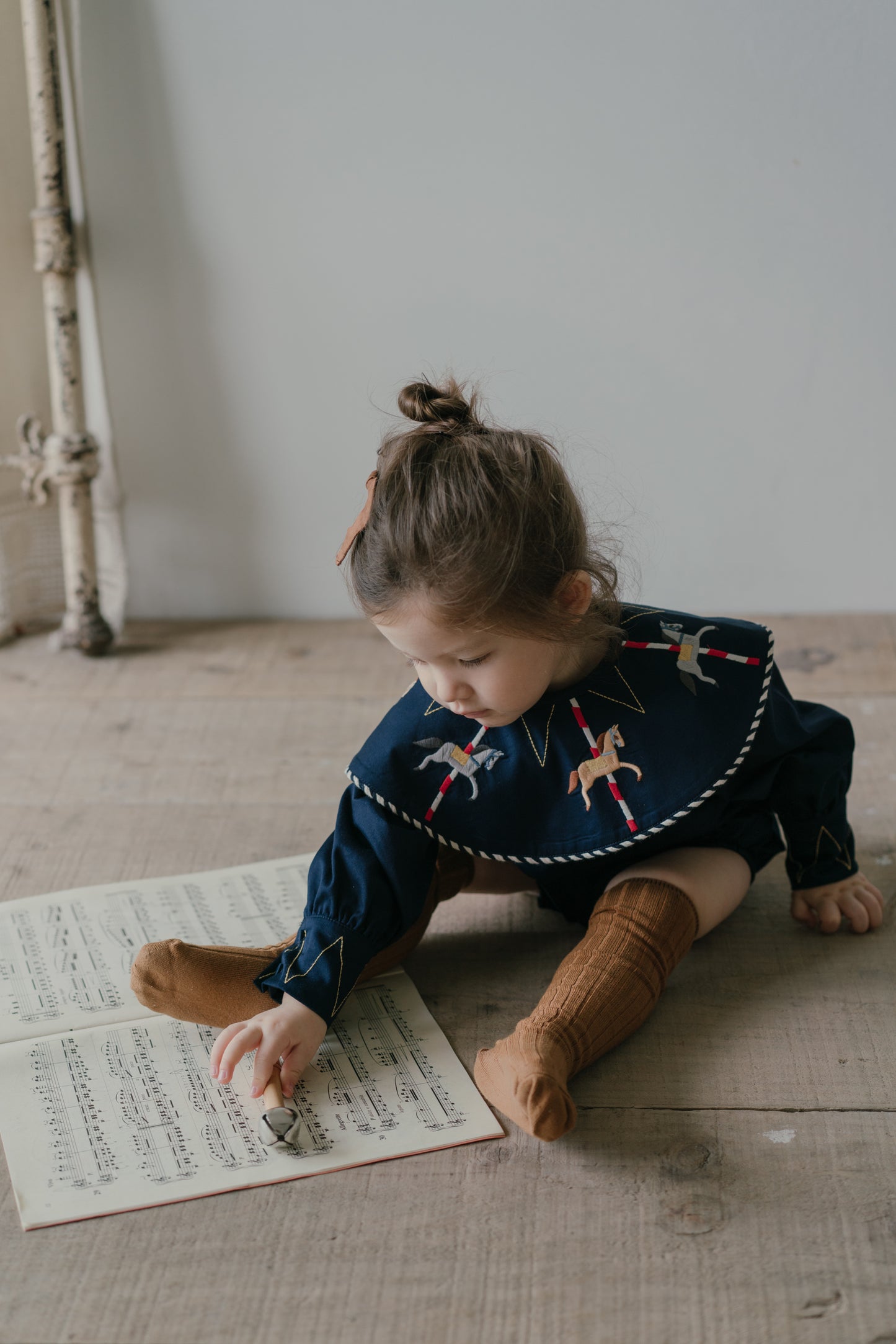 Little Musician Navy Round Collar Bodysuit