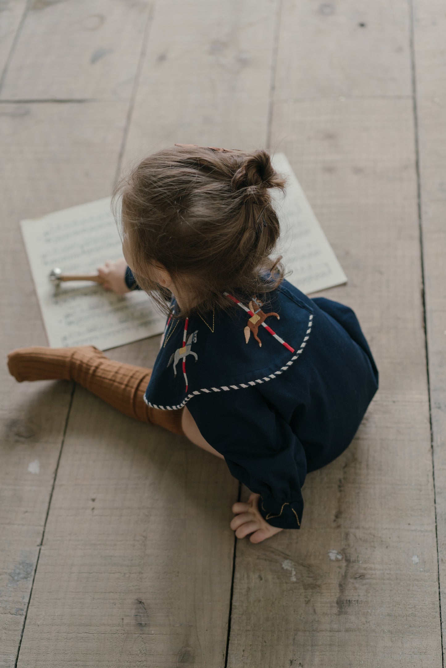 Little Musician Navy Round Collar Bodysuit