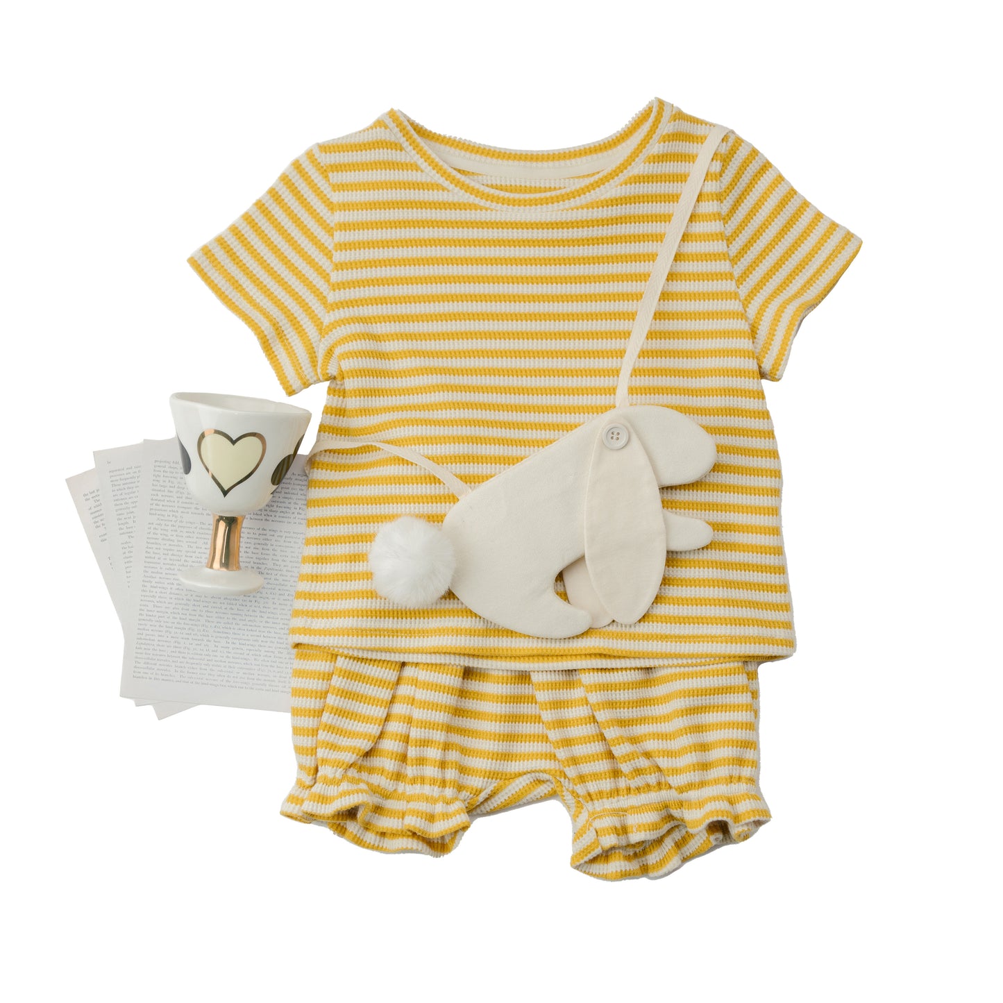 WAFFLE KNIT STRIPE YELLOW OUTFIT