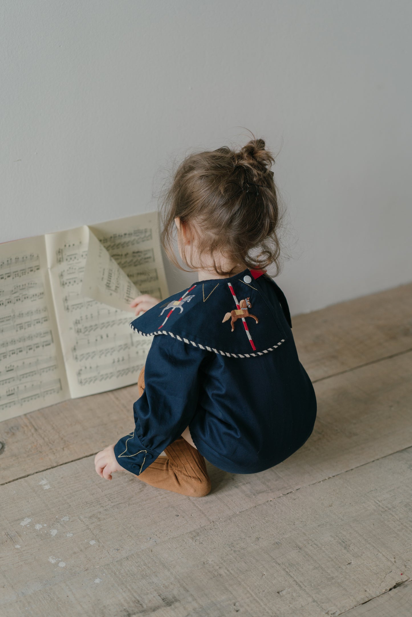 Little Musician Navy Round Collar Bodysuit
