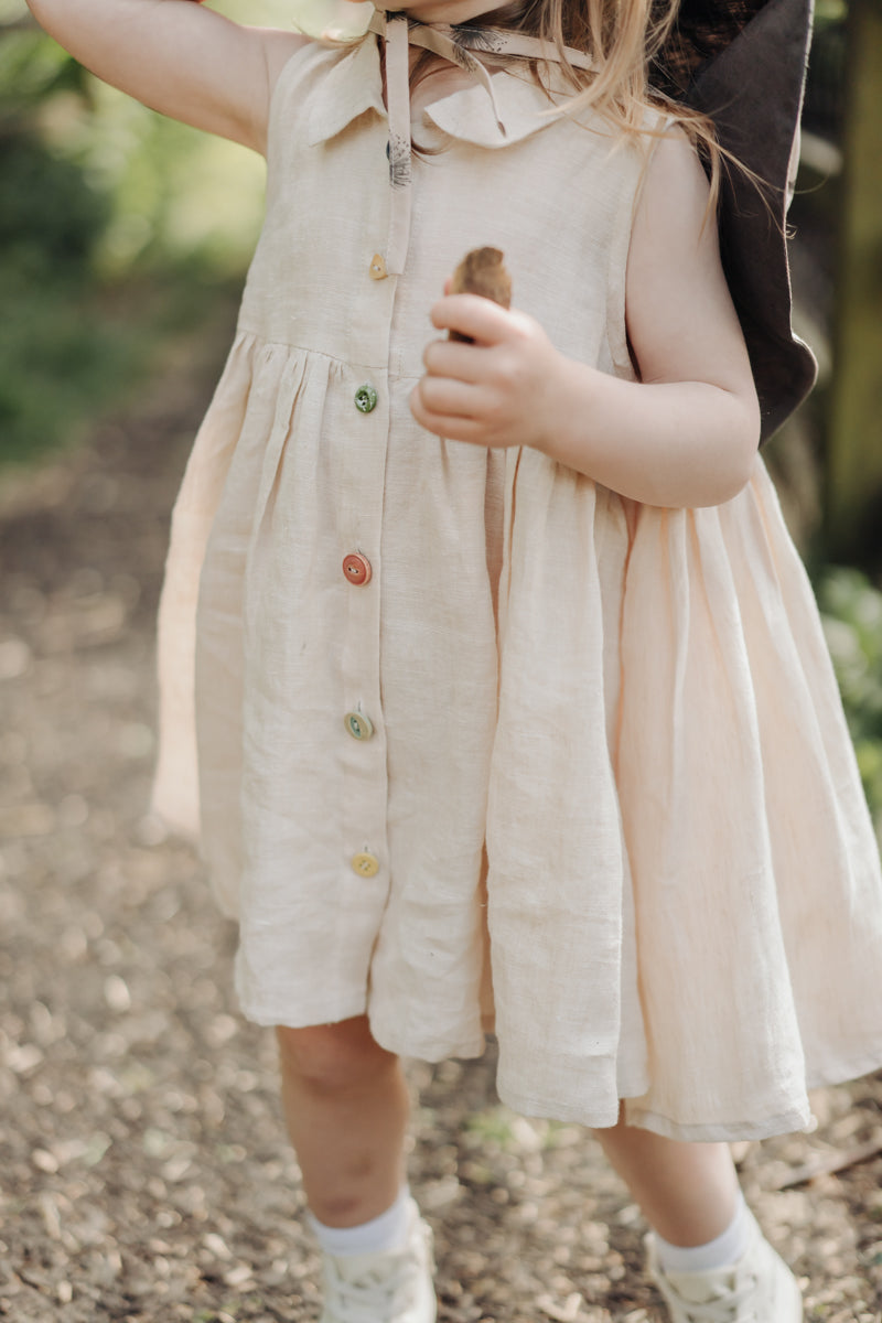 LELE JOVE COLLARED LINEN DRESS